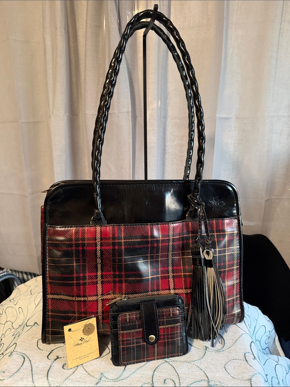 Patricia Nash Paris Satchel w/Double Tassels & NWT Card Holding